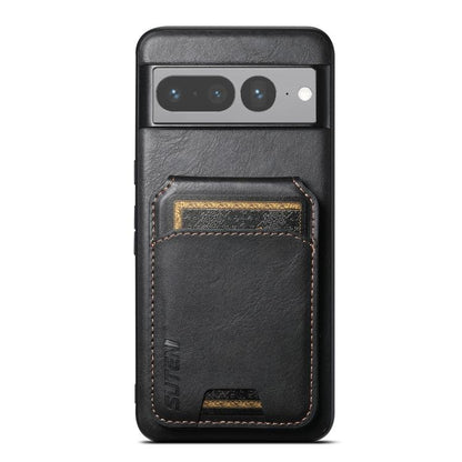 For Google Pixel 7 Pro Suteni H02 Leather Wallet Stand Back Phone Case(Black) by Suteni