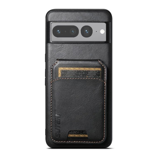 For Google Pixel 7 Pro Suteni H02 Leather Wallet Stand Back Phone Case(Black) by Suteni