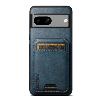 For Google Pixel 7a Suteni H02 Leather Wallet Stand Back Phone Case(Blue) by Suteni