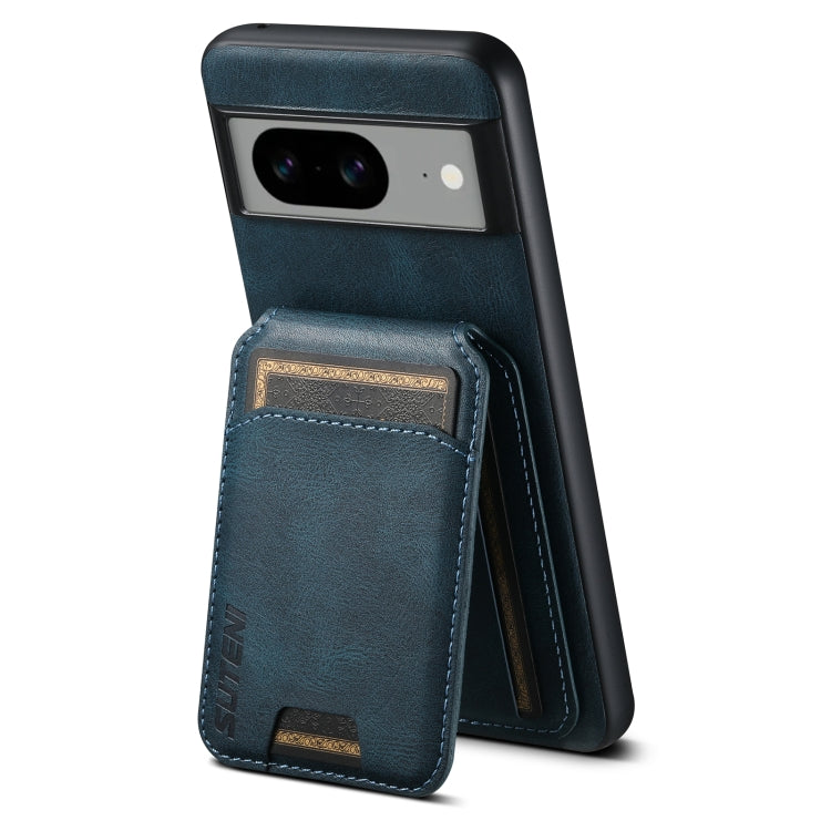 For Google Pixel 7a Suteni H02 Leather Wallet Stand Back Phone Case(Blue) by Suteni