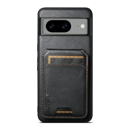 For Google Pixel 8 Suteni H02 Leather Wallet Stand Back Phone Case(Black) by Suteni