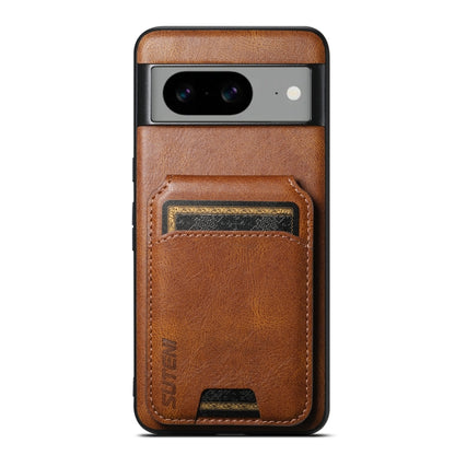 For Google Pixel 8 Suteni H02 Leather Wallet Stand Back Phone Case(Brown) by Suteni