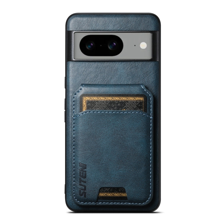 For Google Pixel 8 Suteni H02 Leather Wallet Stand Back Phone Case(Blue) by Suteni