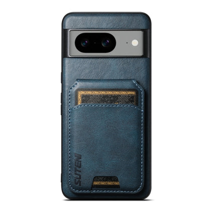 For Google Pixel 8 Suteni H02 Leather Wallet Stand Back Phone Case(Blue) by Suteni