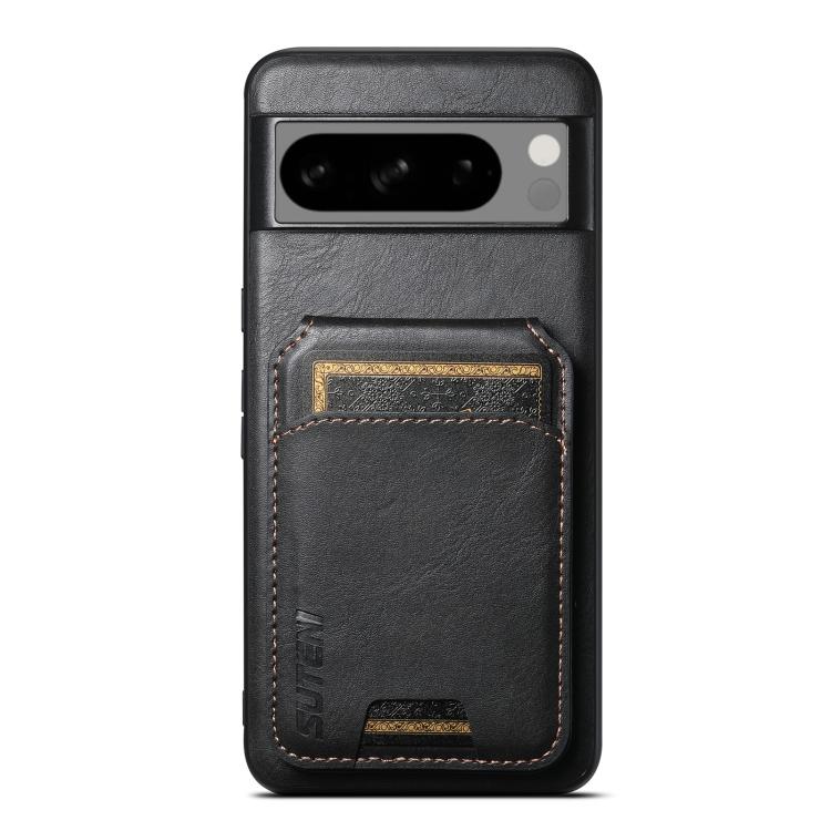 For Google Pixel 8 Pro Suteni H02 Leather Wallet Stand Back Phone Case(Black) by Suteni