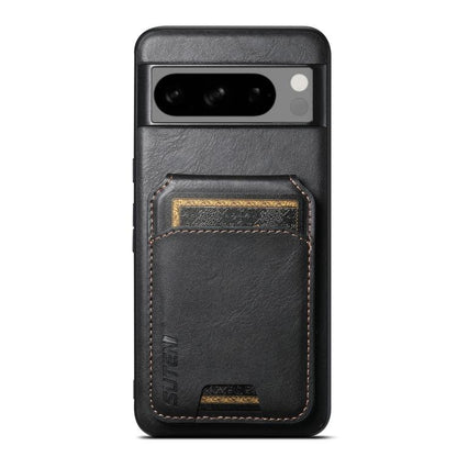For Google Pixel 8 Pro Suteni H02 Leather Wallet Stand Back Phone Case(Black) by Suteni