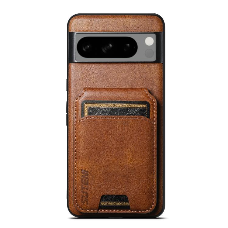 For Google Pixel 8 Pro Suteni H02 Leather Wallet Stand Back Phone Case(Brown) by Suteni