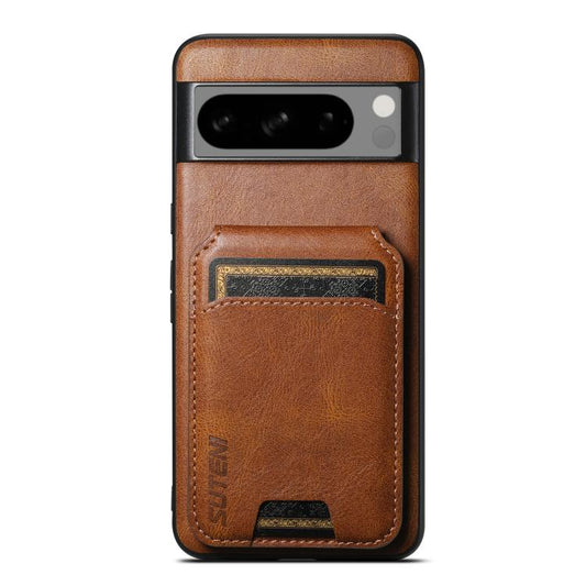 For Google Pixel 8 Pro Suteni H02 Leather Wallet Stand Back Phone Case(Brown) by Suteni