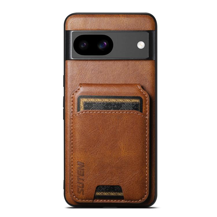 For Google Pixel 8a Suteni H02 Leather Wallet Stand Back Phone Case(Brown) by Suteni
