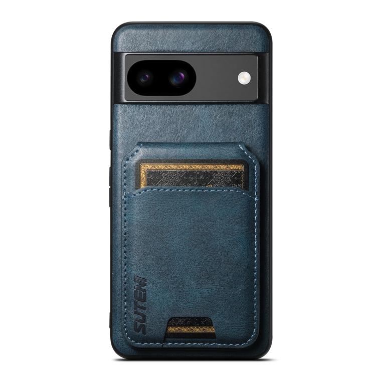 For Google Pixel 8a Suteni H02 Leather Wallet Stand Back Phone Case(Blue) by Suteni