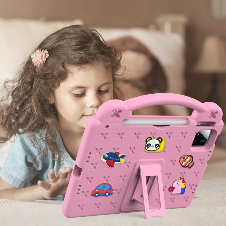 For Xiaomi Pad 7 / 7 Pro 2024 Handle Kickstand Children EVA Shockproof Tablet Case(Pink) by bashfashion