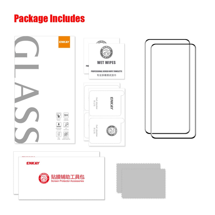 For OnePlus 12 2pcs ENKAY Hat-Prince 3D Hot Bending Side Glue Tempered Glass Full Film by ENKAY