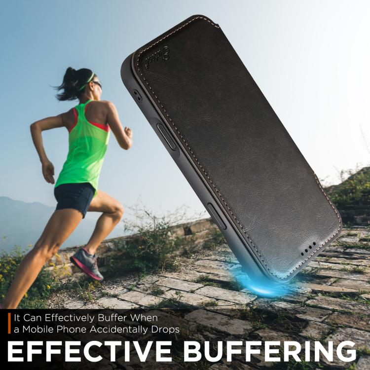 For iPhone 17 Pro Max Suteni J05 Leather Magnetic MagSafe Phone Case(Black) by Suteni