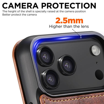 For iPhone 17 Pro Max Suteni J05 Leather Magnetic MagSafe Phone Case(Khaki) by Suteni