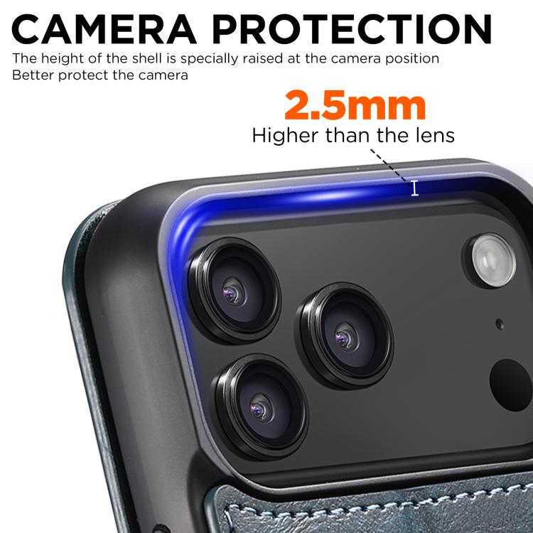 For iPhone 17 Pro Max Suteni J05 Leather Magnetic MagSafe Phone Case(Blue) by Suteni