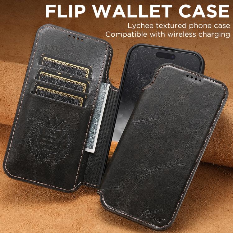 For iPhone Air Suteni J05 Leather Magnetic MagSafe Phone Case(Black) by Suteni