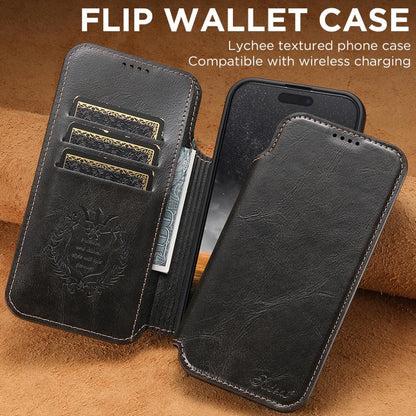 For iPhone Air Suteni J05 Leather Magnetic MagSafe Phone Case(Black) by Suteni