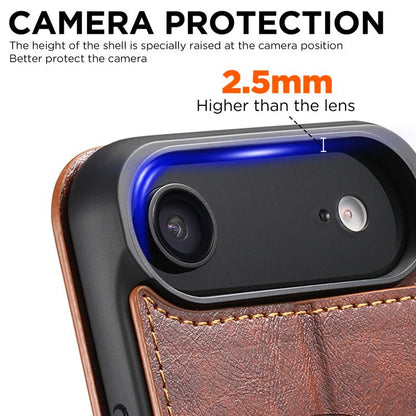 For iPhone Air Suteni J05 Leather Magnetic MagSafe Phone Case(Khaki) by Suteni