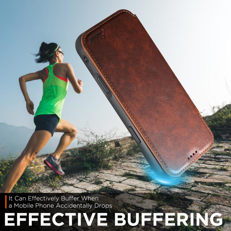 For iPhone Air Suteni J05 Leather Magnetic MagSafe Phone Case(Khaki) by Suteni