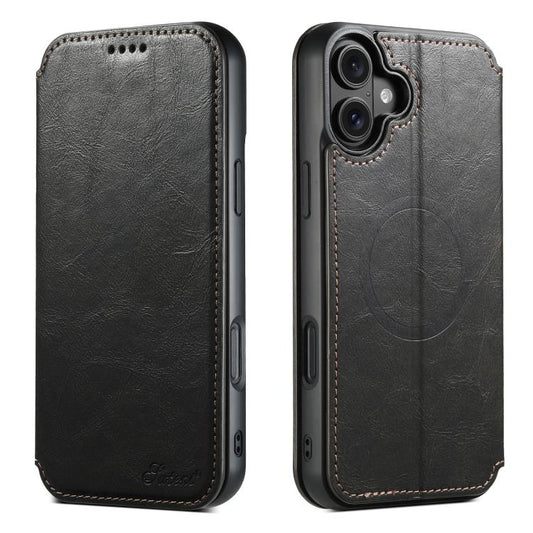 For iPhone 17 Suteni J05 Leather Magnetic MagSafe Phone Case(Black) by Suteni