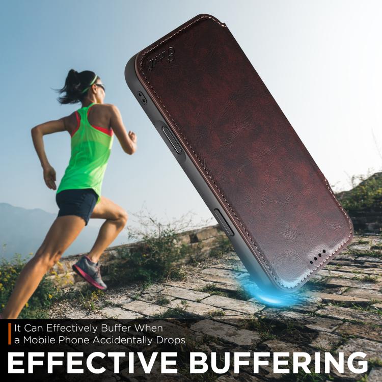 For iPhone 17 Suteni J05 Leather Magnetic MagSafe Phone Case(Brown) by Suteni