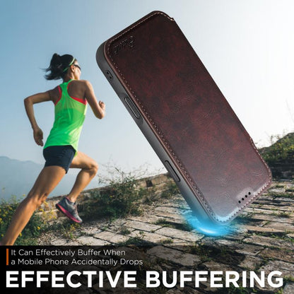 For iPhone 17 Suteni J05 Leather Magnetic MagSafe Phone Case(Brown) by Suteni