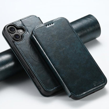 For iPhone 17 Suteni J05 Leather Magnetic MagSafe Phone Case(Blue) by Suteni