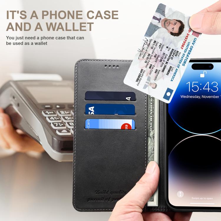 For iPhone 16e Suteni Calf Texture Horizontal Flip Leather Phone Case(Black) by Suteni