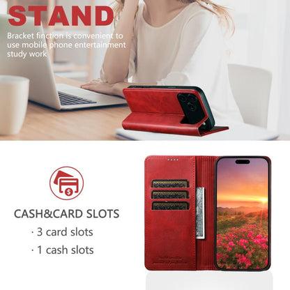 For iPhone 17 Pro Max Suteni Calf Texture Horizontal Flip Leather Phone Case(Red) by Suteni