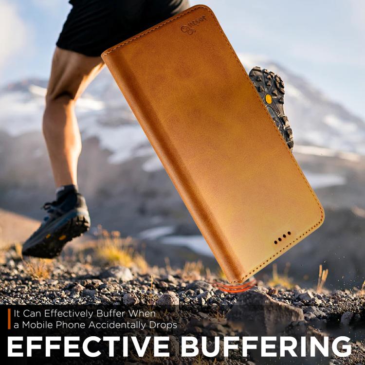 For iPhone 17 Pro Max Suteni Calf Texture Horizontal Flip Leather Phone Case(Khaki) by Suteni