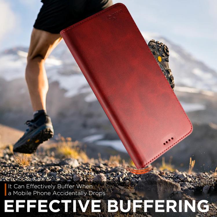 For iPhone 17 Pro Suteni Calf Texture Horizontal Flip Leather Phone Case(Red) by Suteni