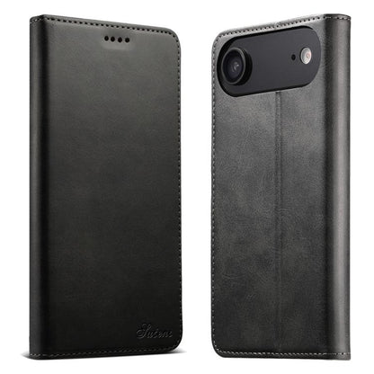 For iPhone Air Suteni Calf Texture Horizontal Flip Leather Phone Case(Black) by Suteni