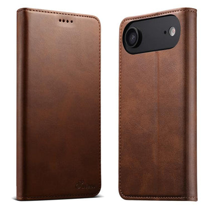 For iPhone Air Suteni Calf Texture Horizontal Flip Leather Phone Case(Brown) by Suteni