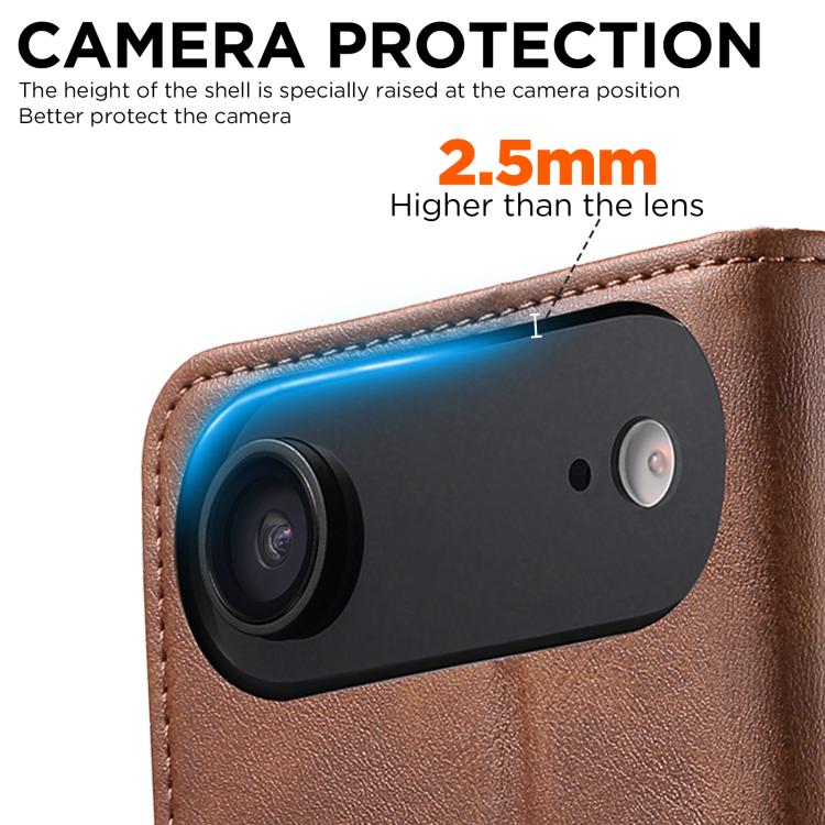 For iPhone Air Suteni Calf Texture Horizontal Flip Leather Phone Case(Brown) by Suteni