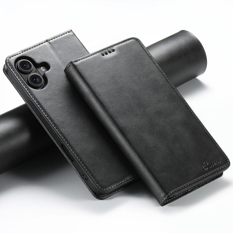 For iPhone 17 Suteni Calf Texture Horizontal Flip Leather Phone Case(Black) by Suteni