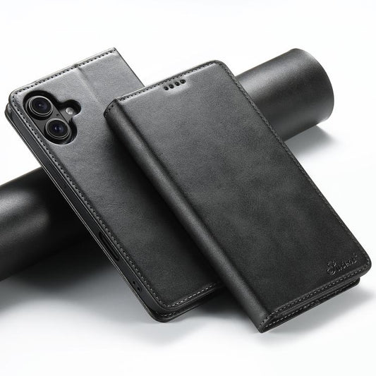 For iPhone 17 Suteni Calf Texture Horizontal Flip Leather Phone Case(Black) by Suteni