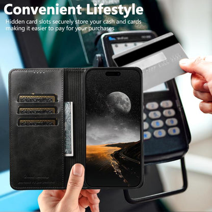 For iPhone 17 Suteni Calf Texture Horizontal Flip Leather Phone Case(Black) by Suteni