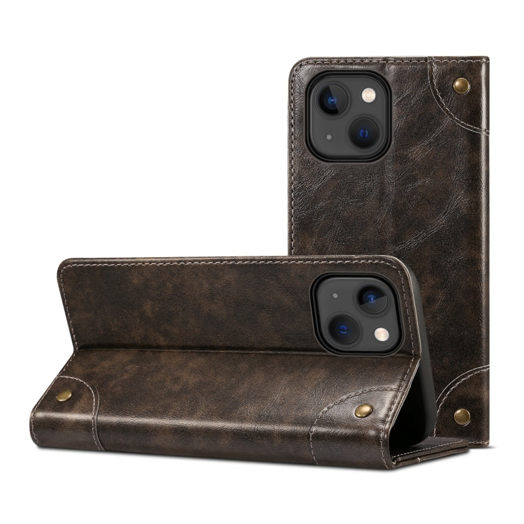 For iPhone 15 Suteni Baroque Calf Texture Buckle Wallet Leather Phone Case(Black) by Suteni