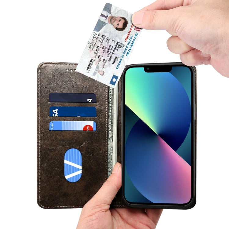 For iPhone 15 Suteni Baroque Calf Texture Buckle Wallet Leather Phone Case(Black) by Suteni