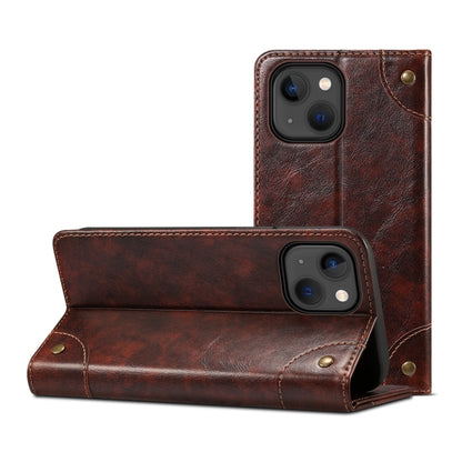 For iPhone 15 Plus Suteni Baroque Calf Texture Buckle Wallet Leather Phone Case(Brown) by Suteni