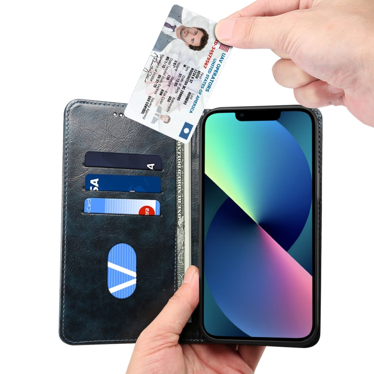 For iPhone 15 Plus Suteni Baroque Calf Texture Buckle Wallet Leather Phone Case(Blue) by Suteni