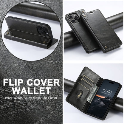 For iPhone 16 Plus Suteni Baroque Calf Texture Buckle Wallet Leather Phone Case(Black) by Suteni