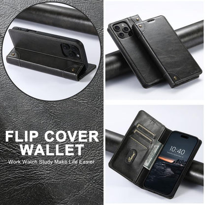 For iPhone 16e Suteni Baroque Calf Texture Buckle Wallet Leather Phone Case(Black) by Suteni