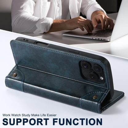 For iPhone 16e Suteni Baroque Calf Texture Buckle Wallet Leather Phone Case(Blue) by Suteni