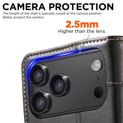 For iPhone 17 Pro Max Suteni Baroque Calf Texture Buckle Wallet Leather Phone Case(Black) by Suteni