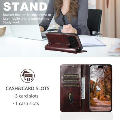 For iPhone 17 Pro Max Suteni Baroque Calf Texture Buckle Wallet Leather Phone Case(Brown) by Suteni