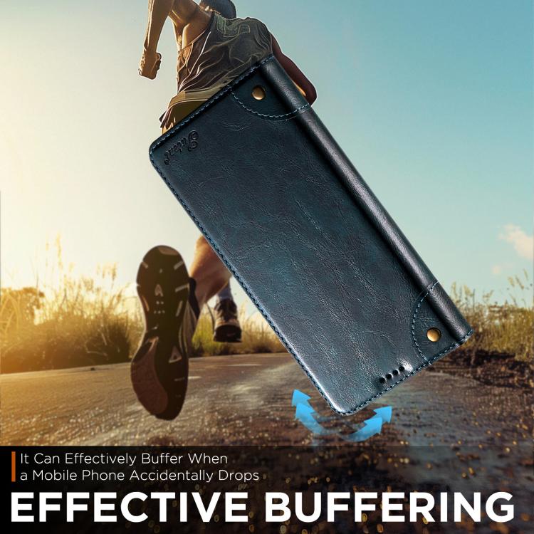 For iPhone 17 Pro Max Suteni Baroque Calf Texture Buckle Wallet Leather Phone Case(Blue) by Suteni