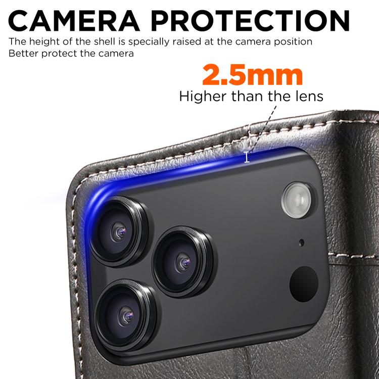 For iPhone 17 Pro Suteni Baroque Calf Texture Buckle Wallet Leather Phone Case(Black) by Suteni