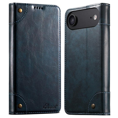 For iPhone Air Suteni Baroque Calf Texture Buckle Wallet Leather Phone Case(Blue) by Suteni