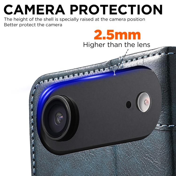 For iPhone Air Suteni Baroque Calf Texture Buckle Wallet Leather Phone Case(Blue) by Suteni